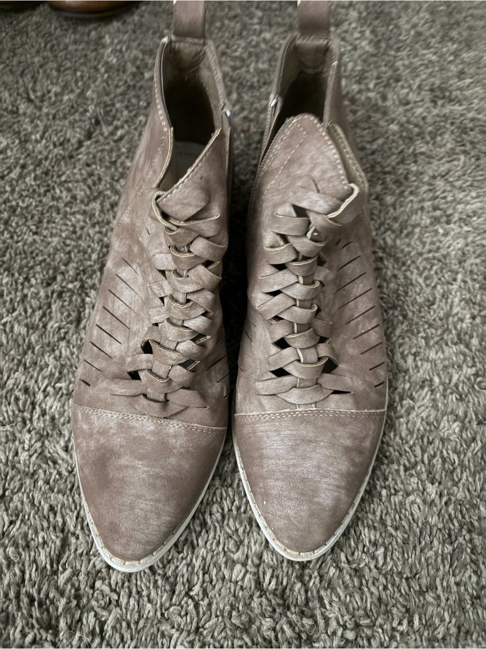 MIim Taupe Chukka Lace-Up Boots with Side Zip